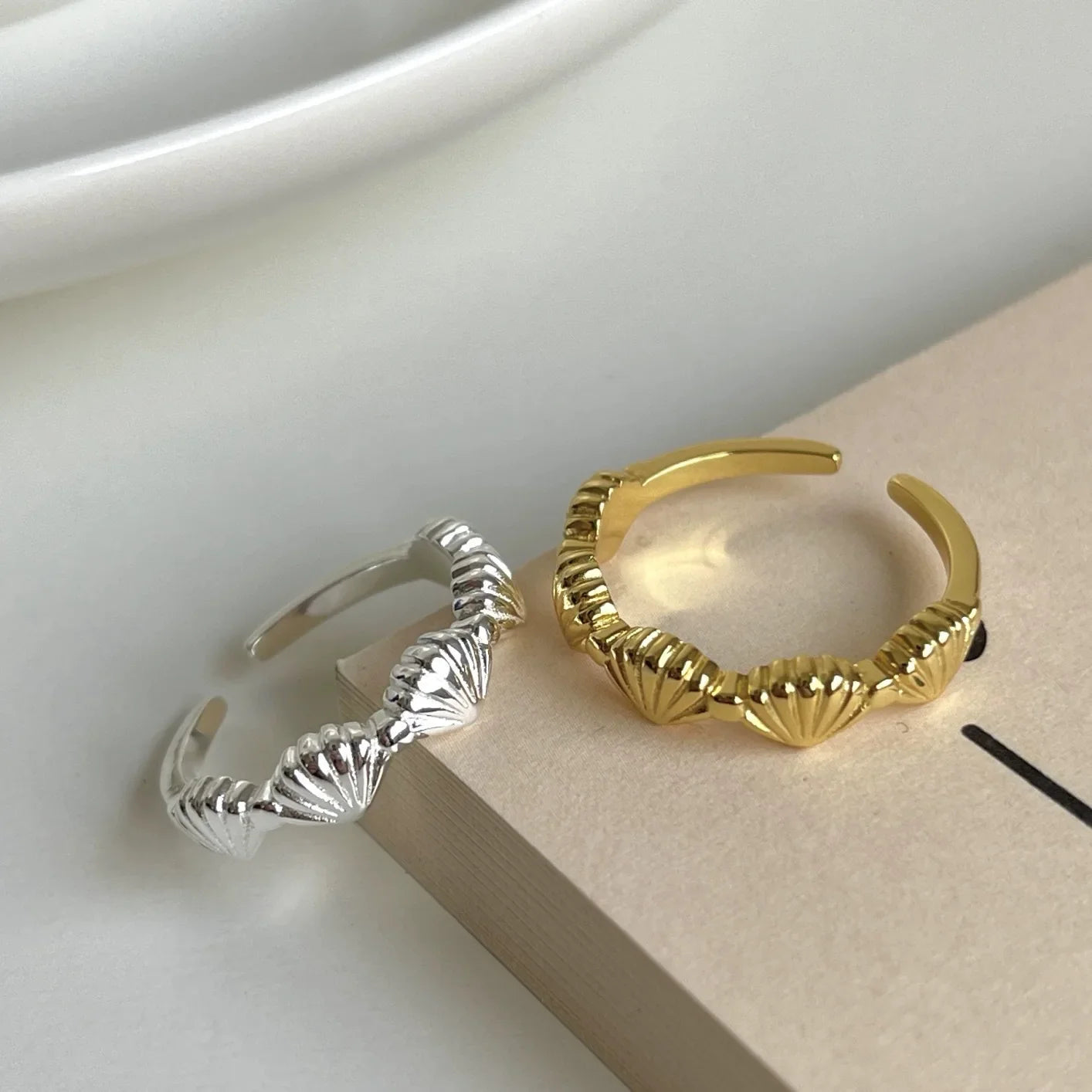 Fashion 925 Sterling Silver Shell Adjustable Rings Luxury Jewelry For Women Accessories Wholesale