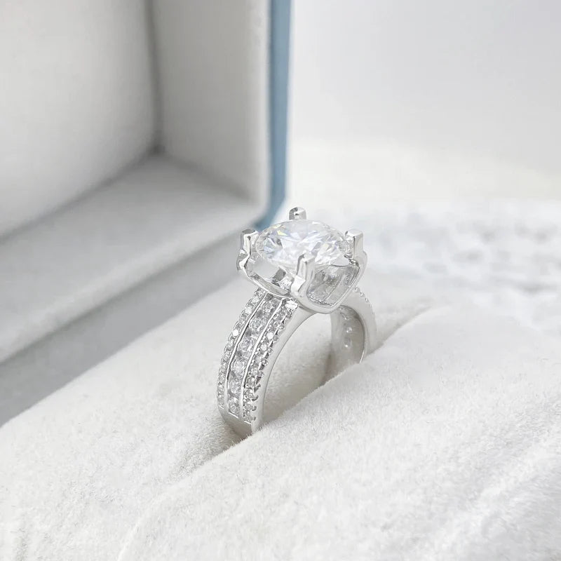 NeeTim 2ct 3ct 5ct D VVS1 Moissanite Wedding Ring For Women 925 Sterling Silver Band Lab Diamond Bands Engagement Rings