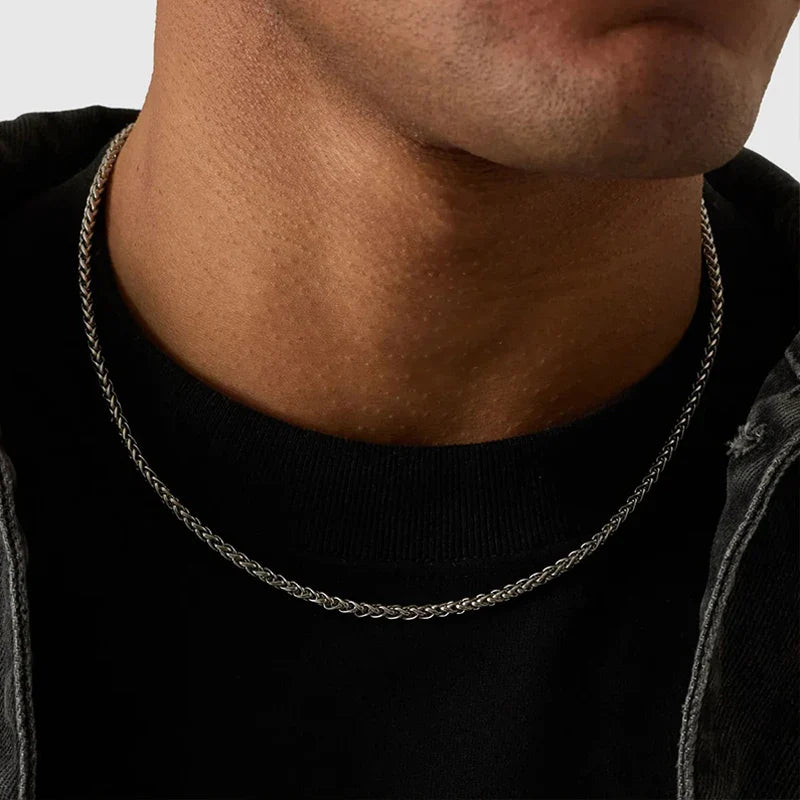 Hot Selling Hypoallergenic Stainless Steel Wheat Chain Men Chain Necklace Design with 18k Gold Plated