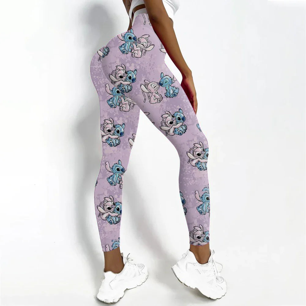 Disney Stitch Printed High Elasticity Tight  Fitness High Waist Pants