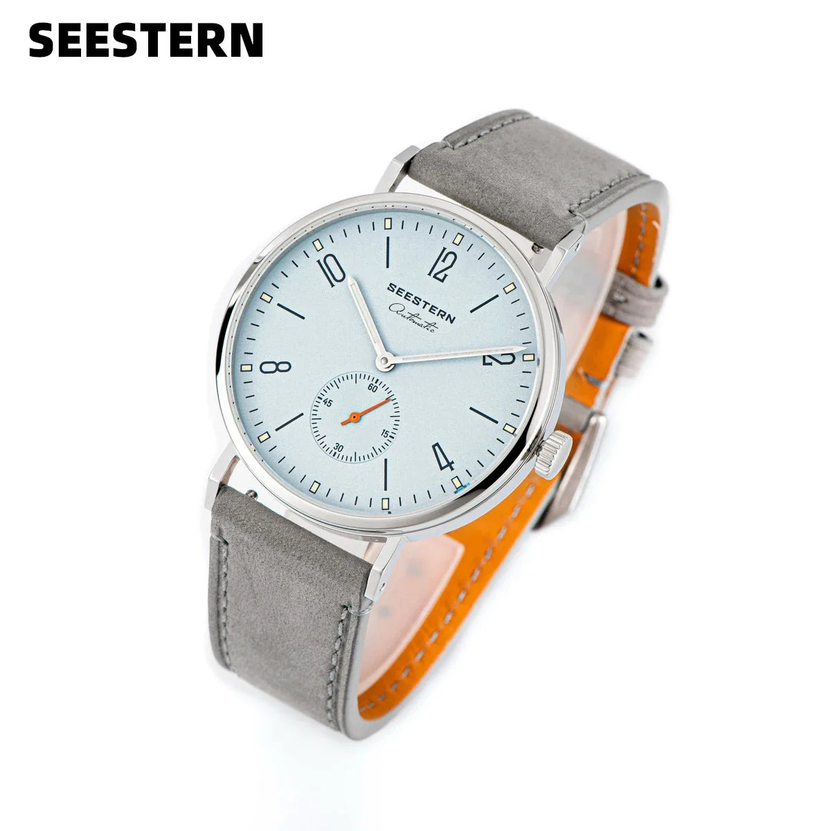Men's Ultra-Thin Automatic Watch, Stainless Steel, Leather Band Business Watch