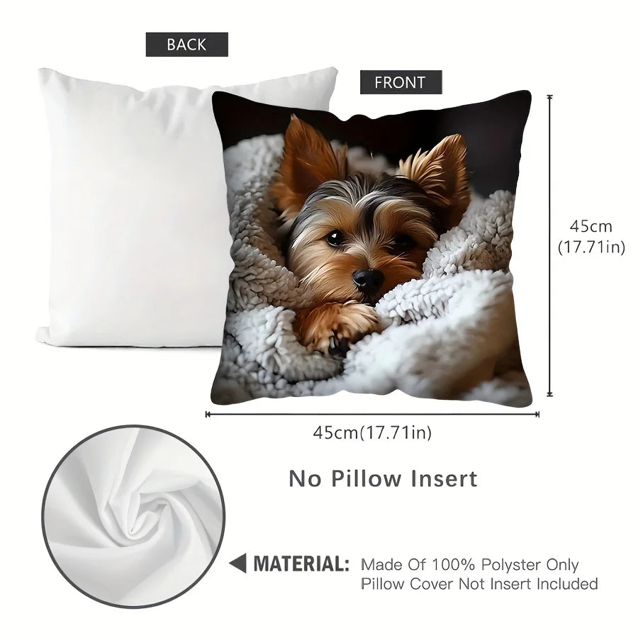 VIKAMA Adorable Puppy Print Decorative Pillowcase, Multi-Size Pillow for Living Room, Office, and Bedroom Home Decor