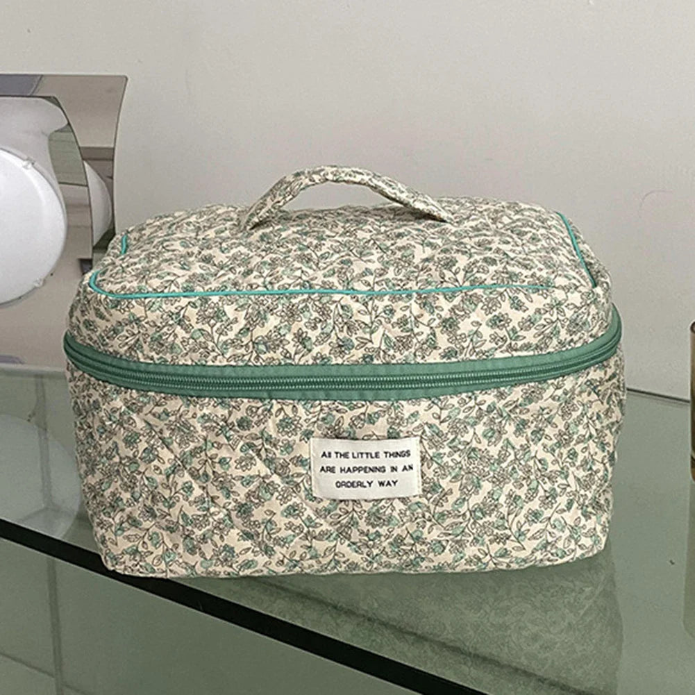 Floral Quilted Cosmetic Organizer Travel  Home
