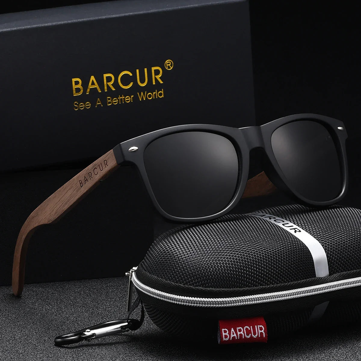 Black Walnut Polarized Sunglasses UV400 Protection Wooden Frame