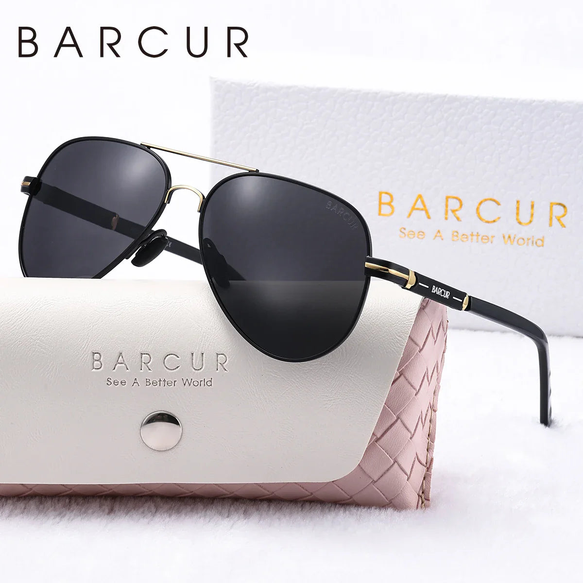 Oversize Polarized Sunglasses Women's Metal Elliptical Frame