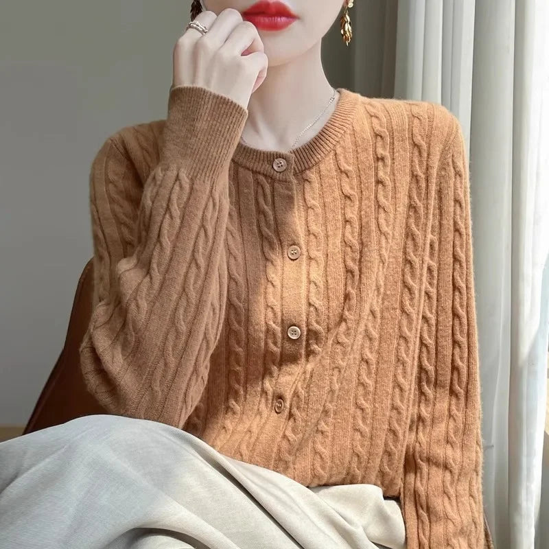 Women's Cable Knit Button Down Cardigan Sweater - Image 28
