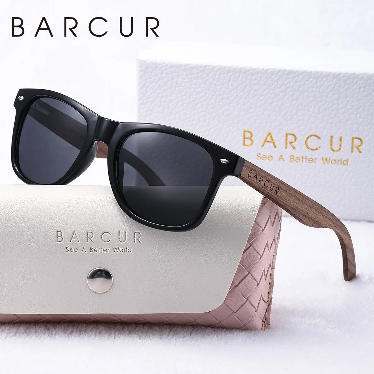 Natural Wood Oval Polarized Sunglasses for Women