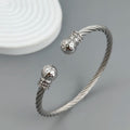 Wire twisted double ball zirconia stainless steel gold plated 18K bracelet, high quality waterproof silver jewelry, couple gift