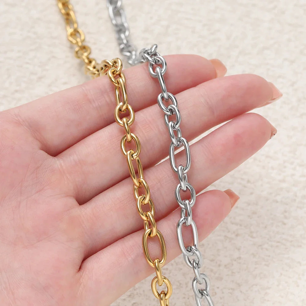 1Meter/Pack 304 Stainless Steel Knot Gold Steel Color Handmade Chains for DIY Necklace Bracelets Jewelry Making Accessories