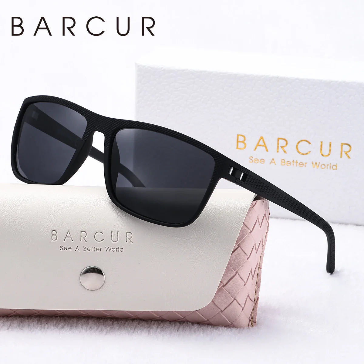 Trendy Square Polarized Sunglasses for Women White Pink Frame
