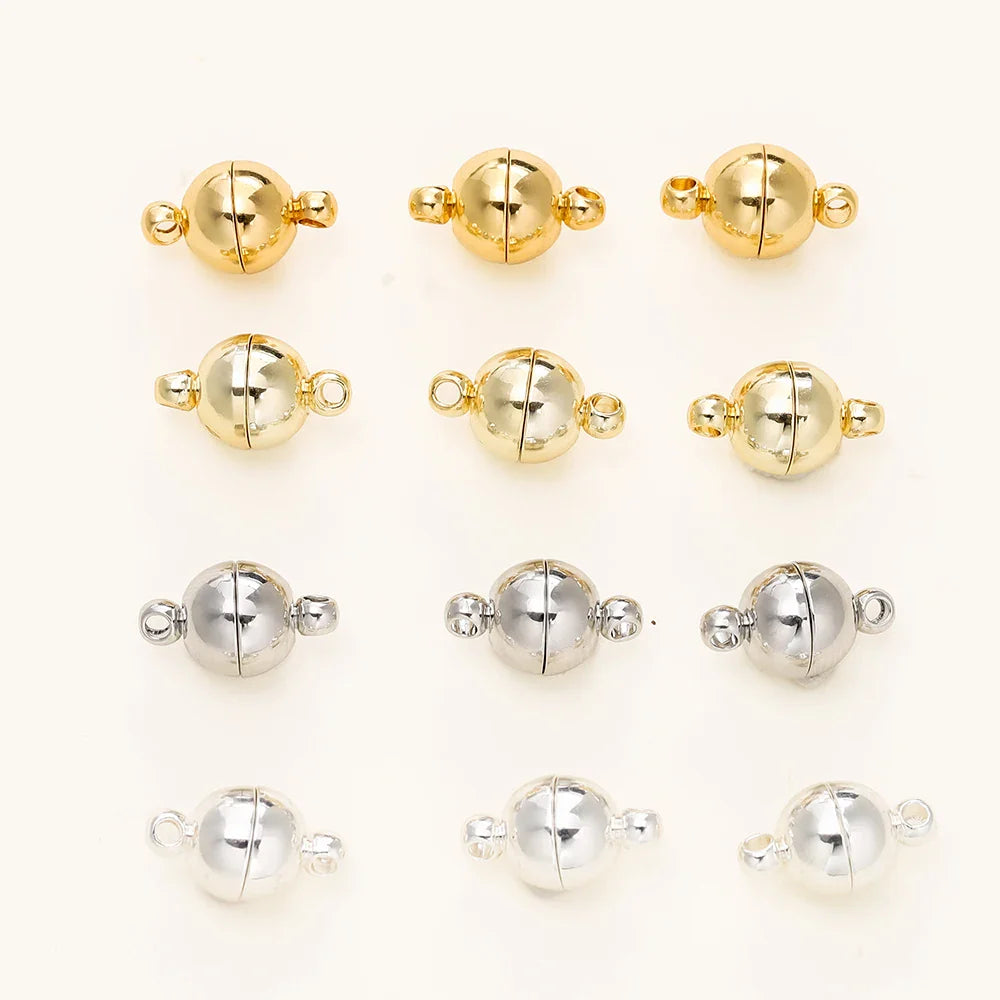 4/6pcs/pack 8*14MM 14K/18K Gold Plated Brass Magnetic Bracelet Clasp Beads for Handmade DIY Jewelry Making Accessories