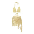 Women Halter Ruffle Three Piece Bikini Swimsuit Set - Image 5