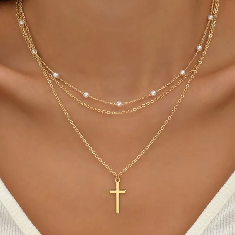 Korean Fashion Imitation Pearl Double Layered Choker Big Ball Bead Pendant Tassel Necklace Women's Sexy Party Body Jewelry