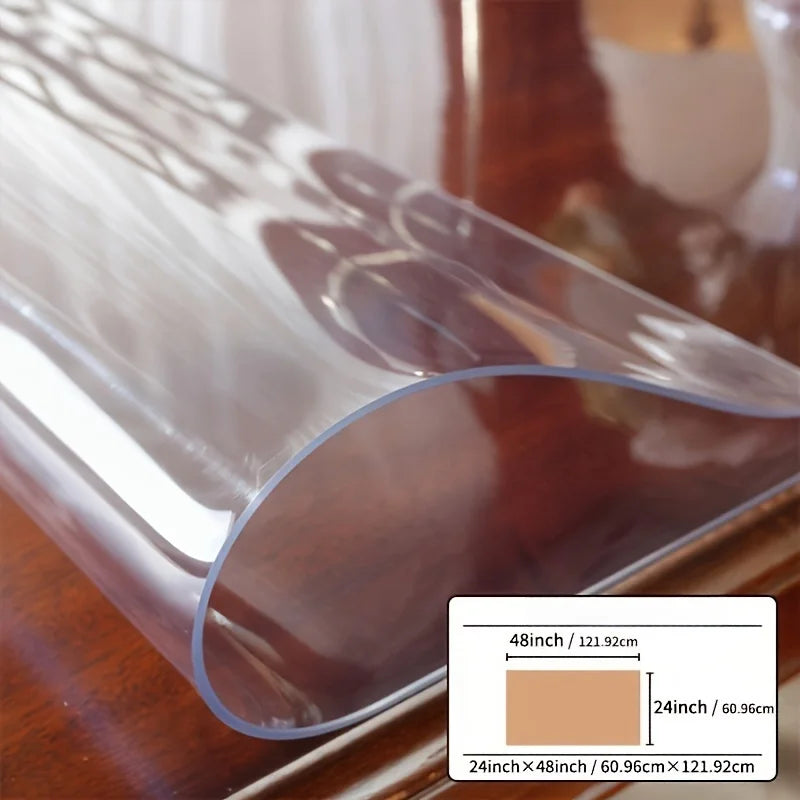 High-end Transparent PVC Tablecloth, Rectangular, for Office & Dining Tables, All Seasons, Machine Washable, 24x48 Inches