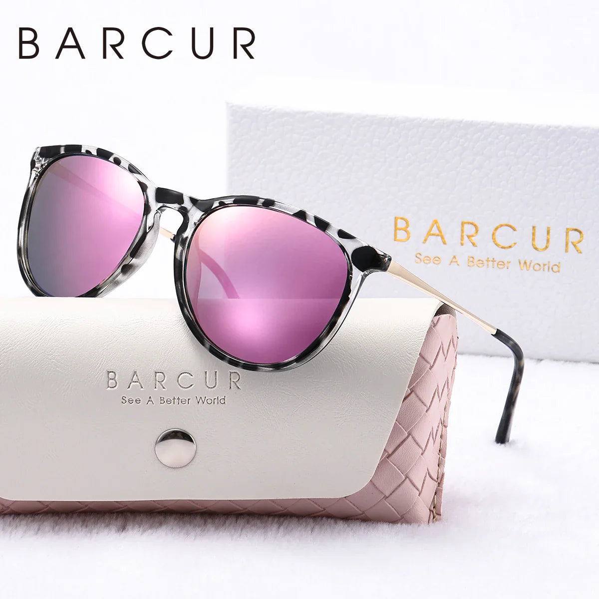 Leopard Print Cat Eye Sunglasses Polarized UV400 Gradient Lenses