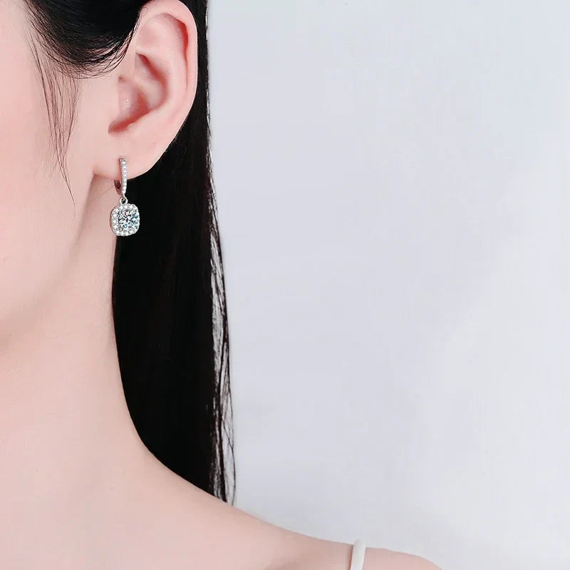 NeeTim 2 Carat Moissanite Drop Earrings for Women S925 Sterling Silver Sparkling Lab Diamond Earring Women's Wedding Jewelry