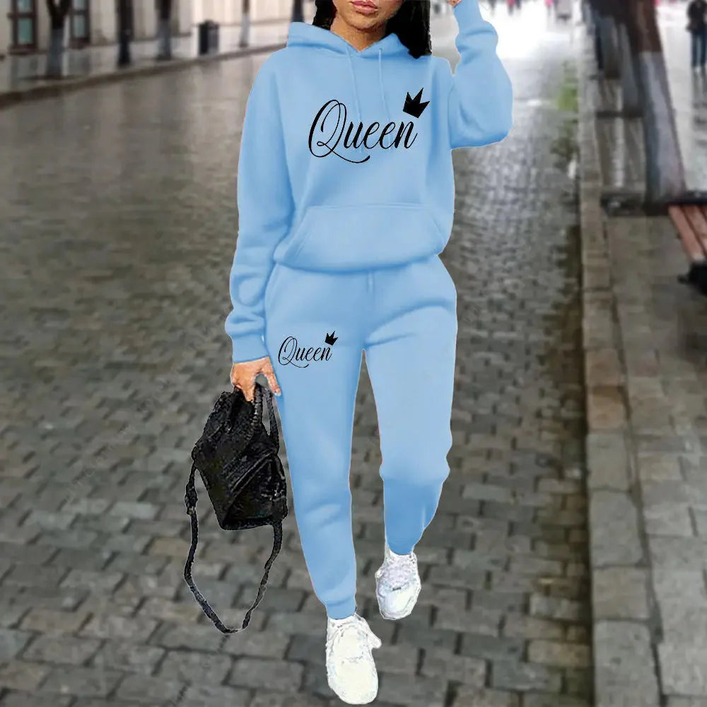 Women’s Queen Graphic 2-Piece Hoodie and Jogger Tracksuit Set - Image 7