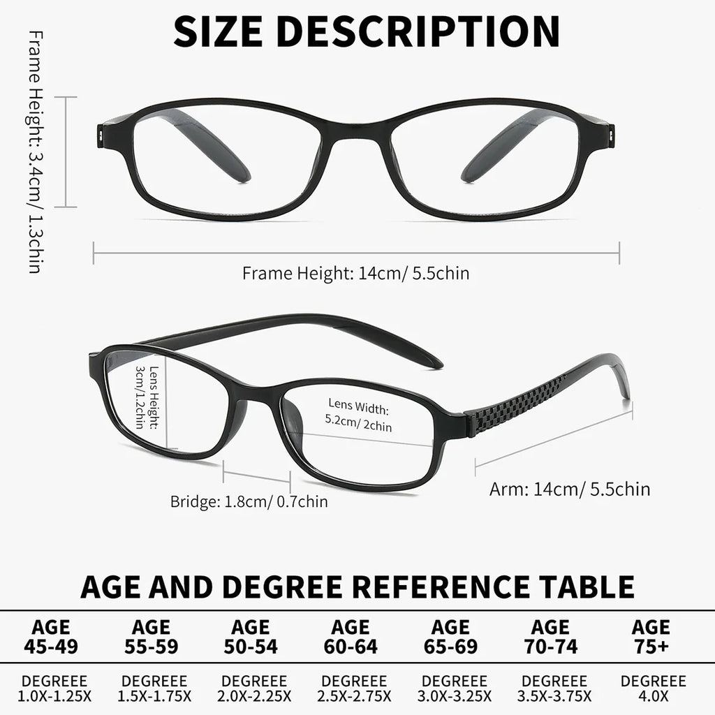 Classic Reading Glasses with High-Quality Hinged Frames