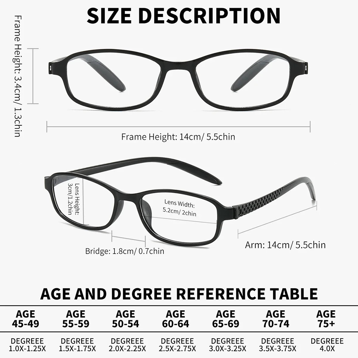 Classic Reading Glasses with High-Quality Hinged Frames