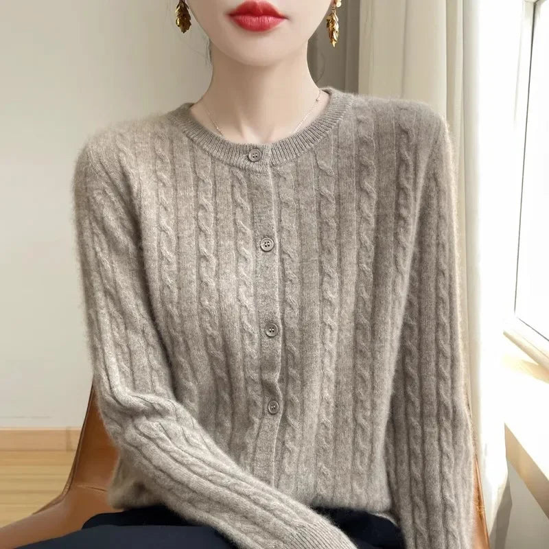 Women's Cable Knit Button Down Cardigan Sweater - Image 6
