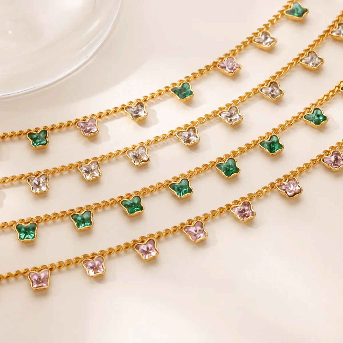 Luxury Zircon Butterfly Pendant Necklaces For Women Stainless Steel Gold Color Chain Collar Necklace 2025 New Wedding Jewelry