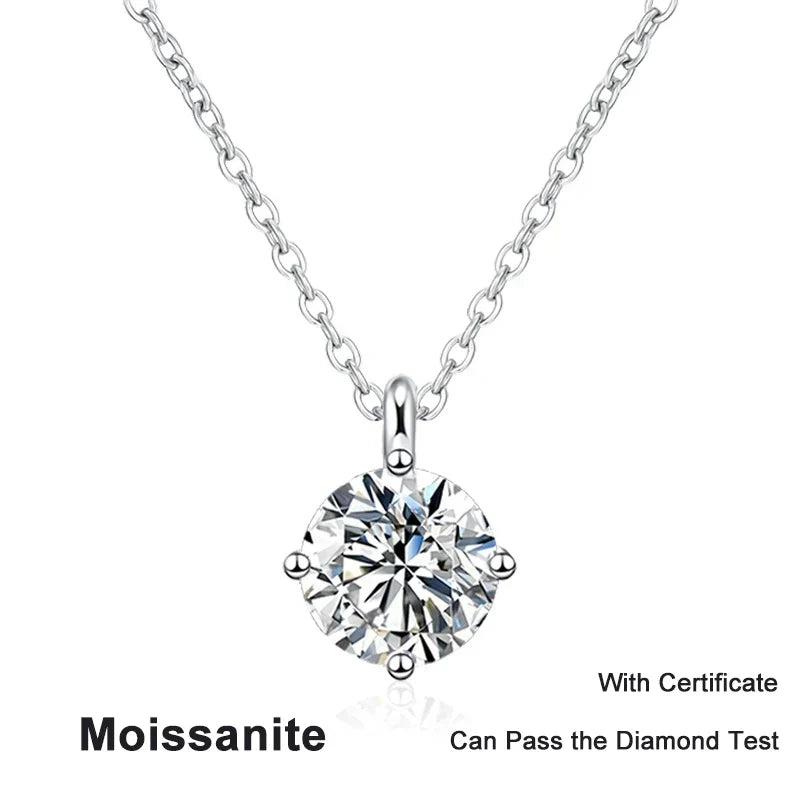NeeTim 1ct 2ct 3ct D VVS1 Moissanite Necklace for Women Sterling Silver 925 with White Gold Plated Lab Diamond Sparkling Pendant