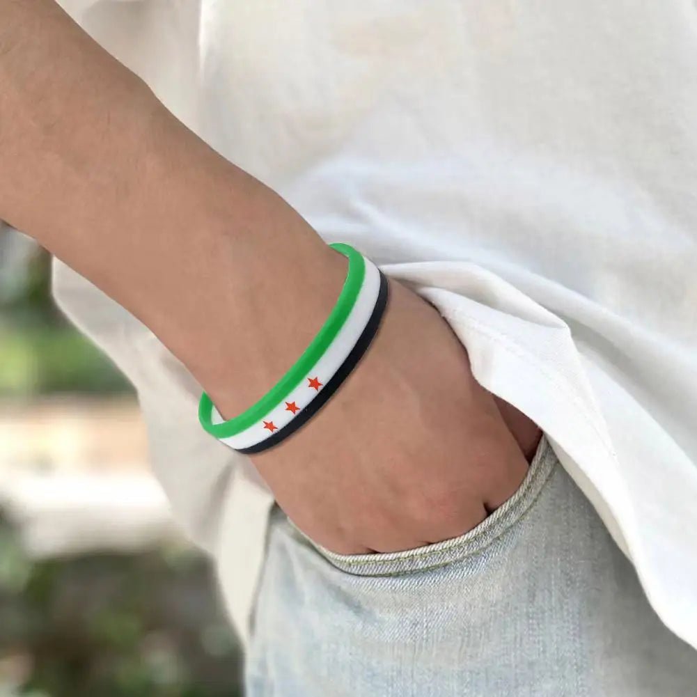Syria Flag Silicone Bracelets For Men And Women Personalized Bracelets Sports Wrist Band Bangle Lightweight Band for Casual