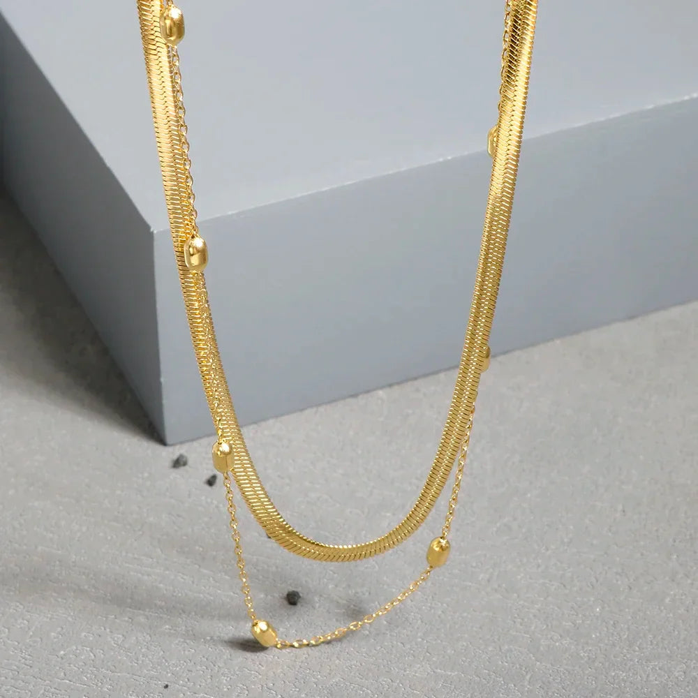 Stainless Steel Vintage Textured Delicate Necklace