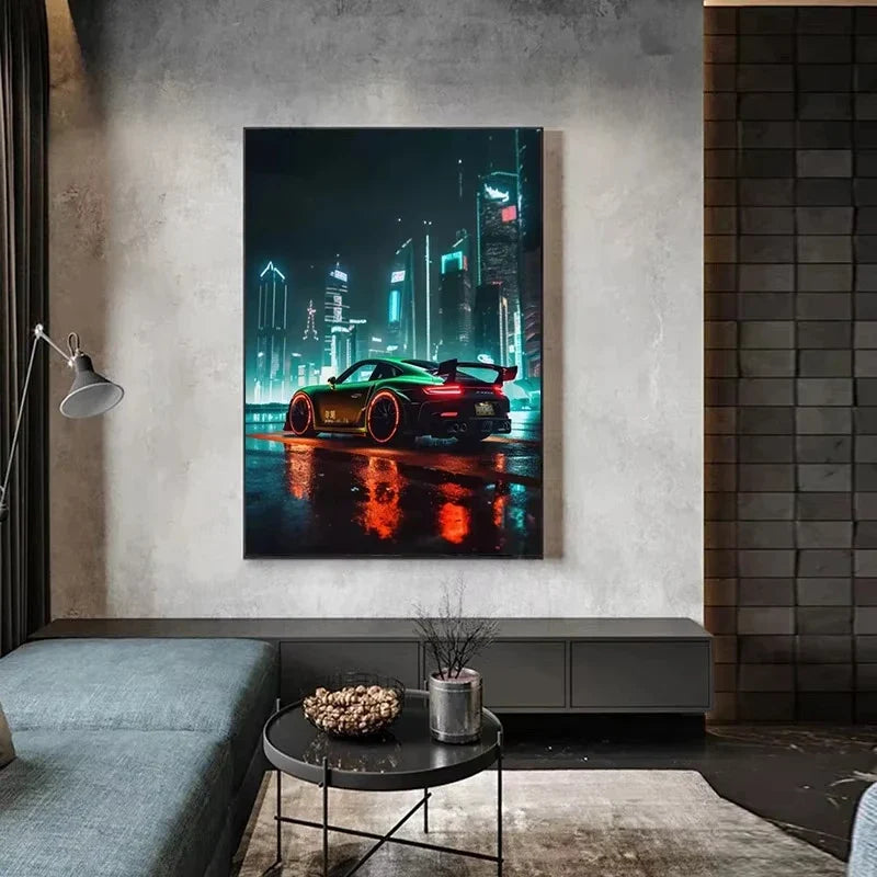 Trending Cars Retro Porsche 911 GT3 RS City Poster and Prints Canvas Painting Wall Art Pictures for Home Living Room Cuadros