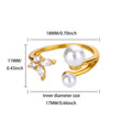 Zircon Butterfly Imitation Pearl Ring For Women Stainless Steel Gold Color Ring 2025 New Fashion Wedding Couple Jewelry Gifts
