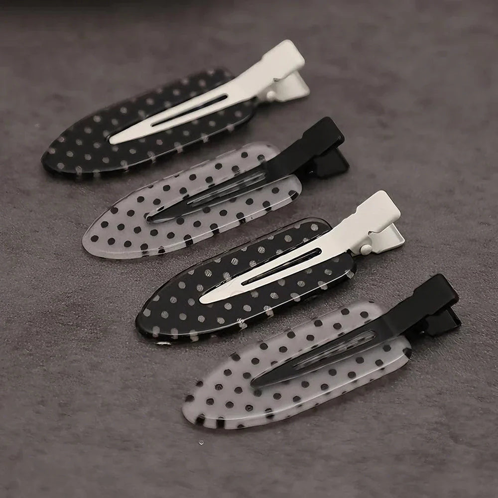 4Pcs Black White Polka Dot Acrylic Hair Clips Secure Hold Suitable for Daily Wear Bb Hairclip Party Outfits Hair Accessories
