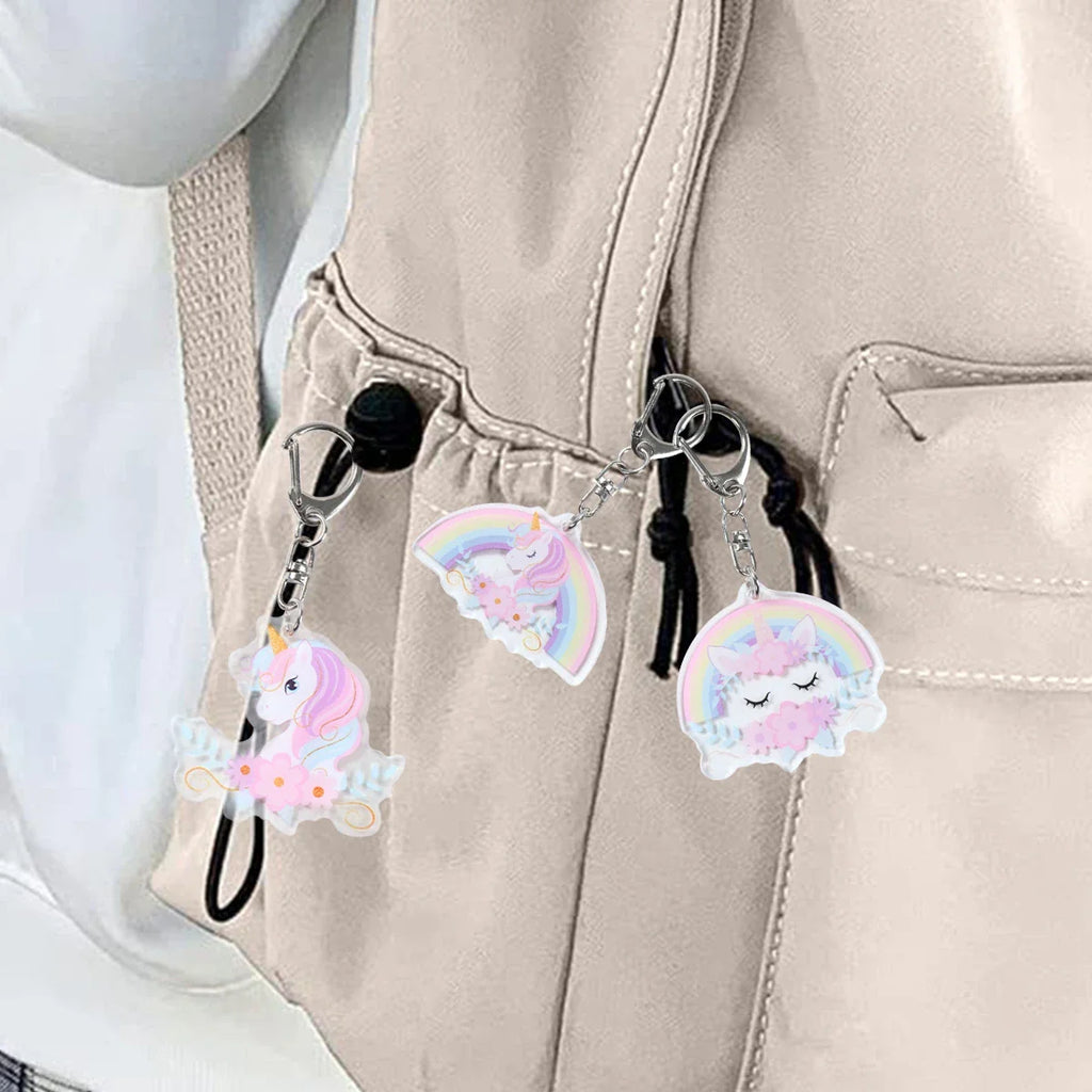 6pcs Rainbow Unicorn Acrylic Keychain Pendant Unicorn Birthday Party Decoration Kids Gifts Baby Shower Wedding Party Favors