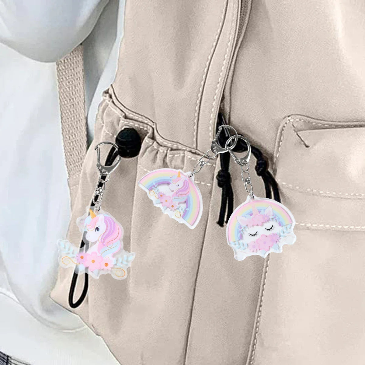 6pcs Rainbow Unicorn Acrylic Keychain Pendant Unicorn Birthday Party Decoration Kids Gifts Baby Shower Wedding Party Favors