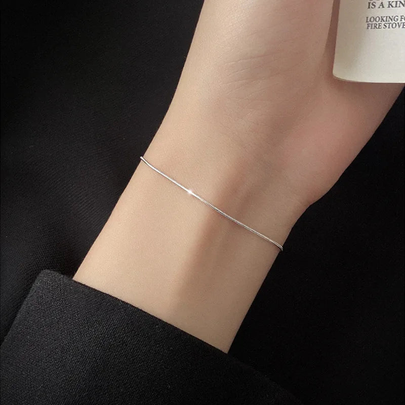 925 Sterling Silver 20cm Snake Chain Lucky Bracelets Woman Party Luxury Designer Jewelry Wedding Jewellery
