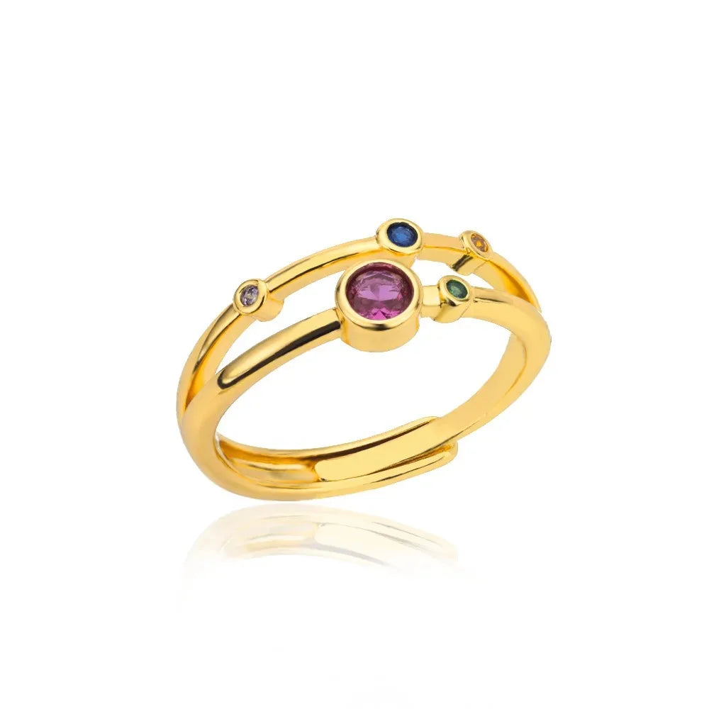 Colorful Tiny Round Rings For Women Stainless Steel Gold Color Adjustable Wedding Ring Luxury Aesthetic Jewlery Couple Gift