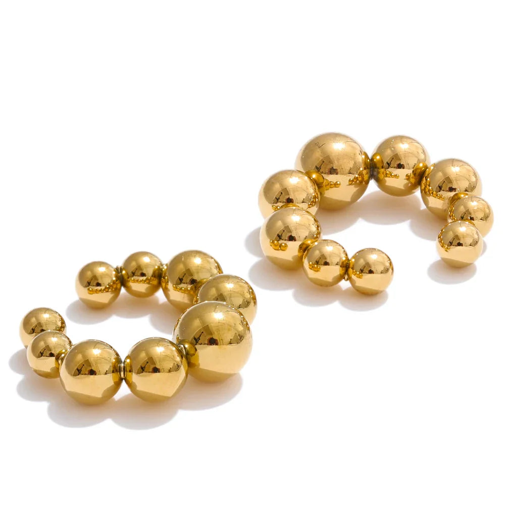 Yhpup 316L Stainless Steel Round Beads Ear Bone Earrings 16K PVD Plated Fashion Personalized Ear Clip Accessories 2025