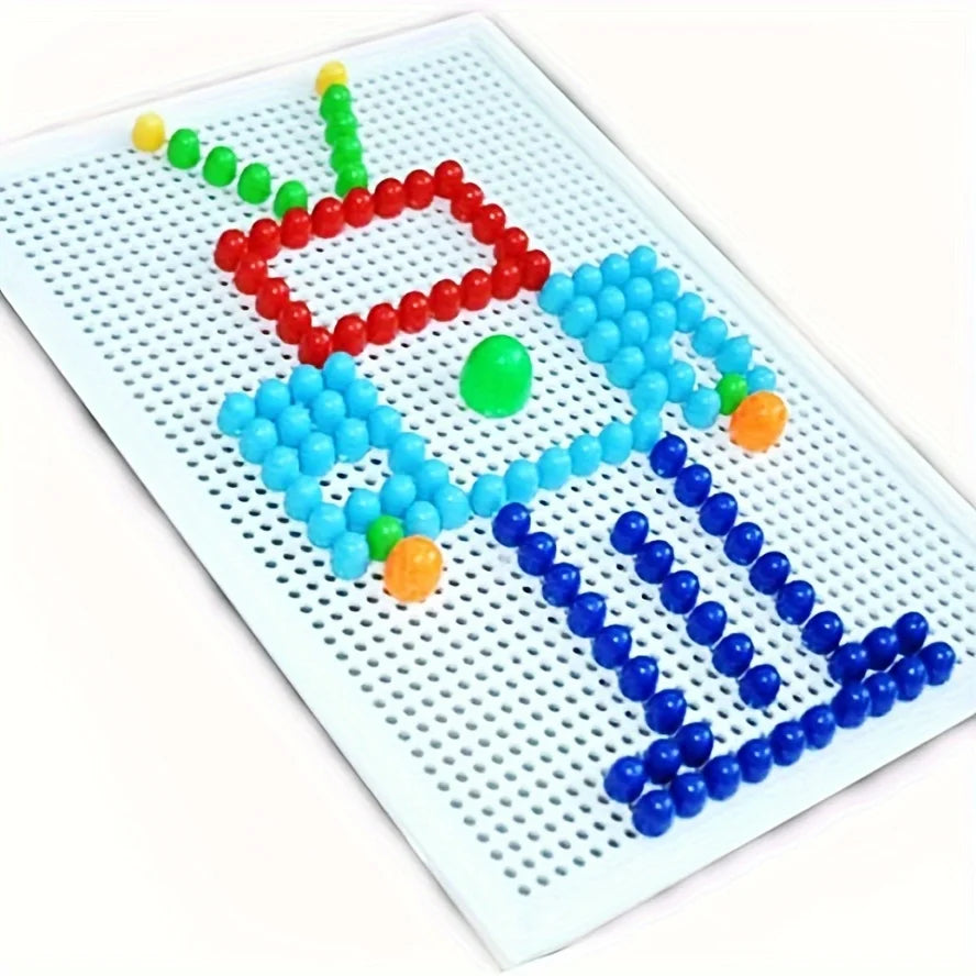 Creative DIY Mushroom Tacks Set: 1 Board, 240 Small, 40 Medium, 16 Large Tacks, And Colorful Instructions for Ages 3-6