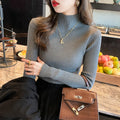 Women Mock Neck Ribbed Knit Pullover Long Sleeve Slim Fit Sweater - Image 29