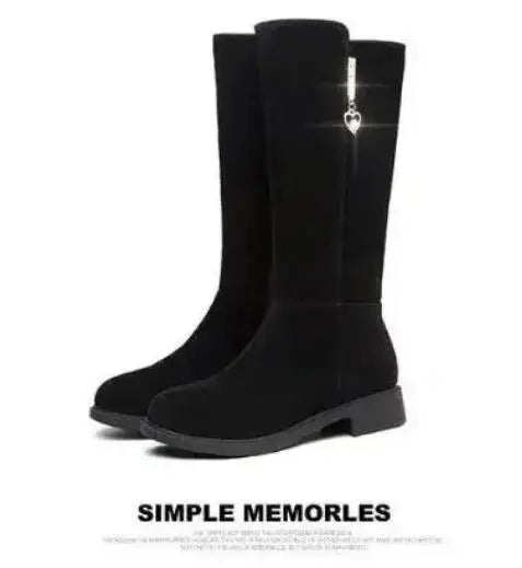 Women's Black Mid-Calf Winter Boots with Heart Zipper Detail - Image 25