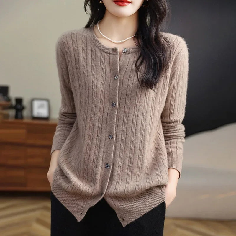 Women's Cable Knit Button Down Cardigan Sweater - Image 22