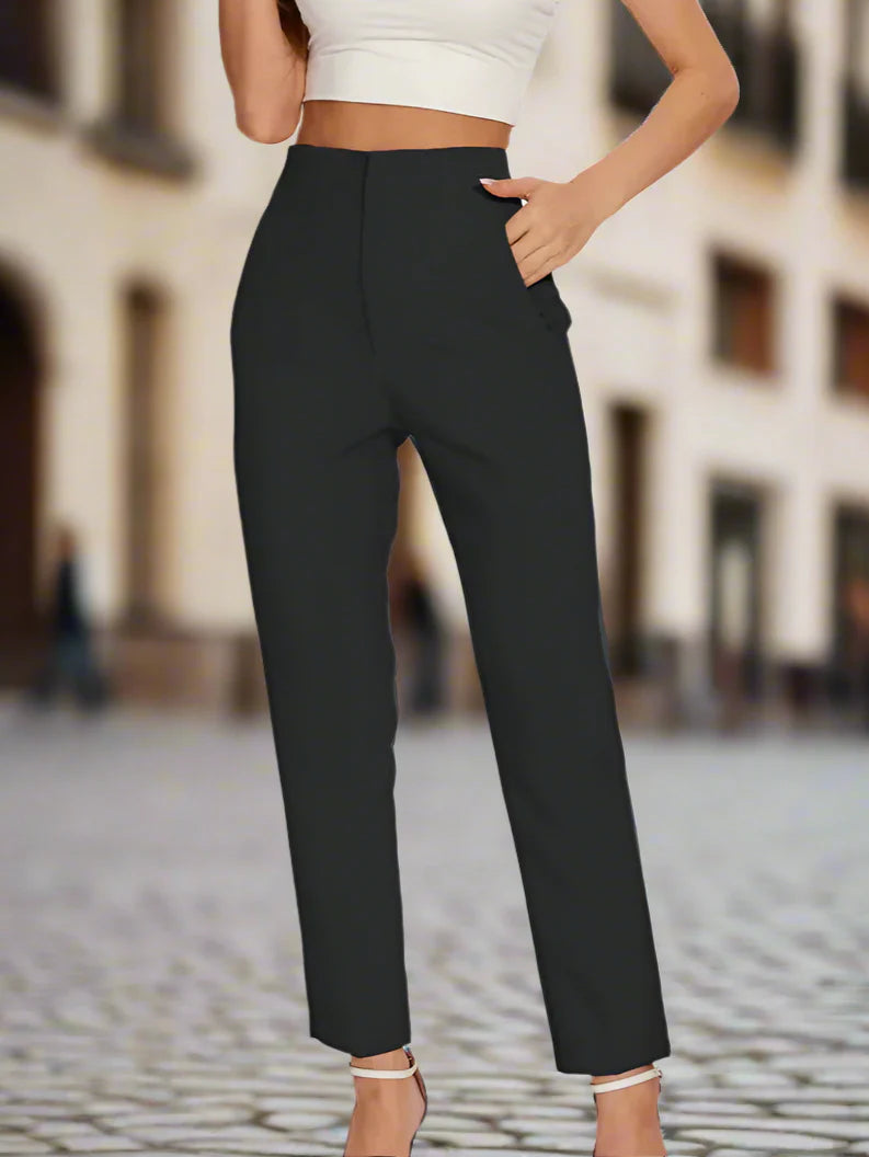 Women’s High Waist Slim Trousers Office Casual Pants - Image 2