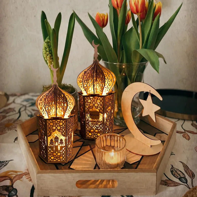 Wooden Palace Ornament Ramadan Decoration For Home Aid Eid Mubarak Ramadan Kareem Islamic Muslim Festival Party Decoration 2025