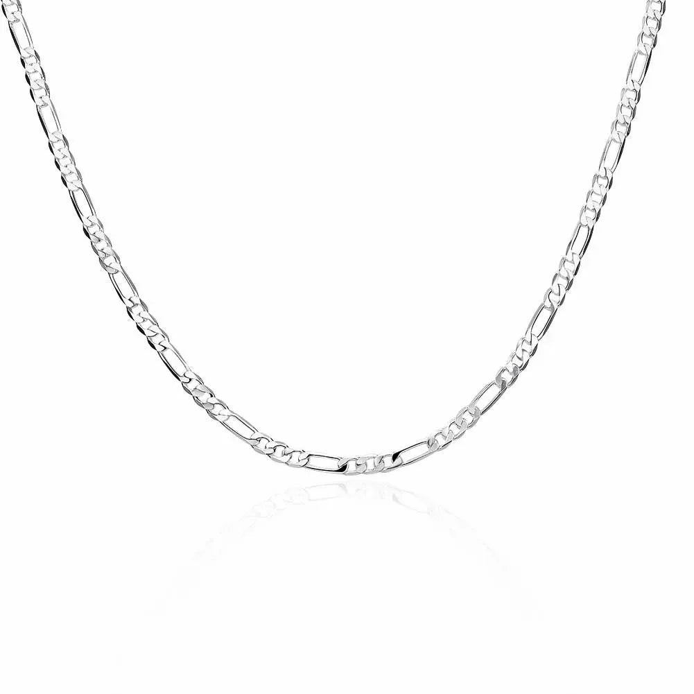 ALIZERO 40-75cm 925 Silver 4mm Figaro Chain Necklace for Women Men Long Necklace Hip Hop Jewelry Gift