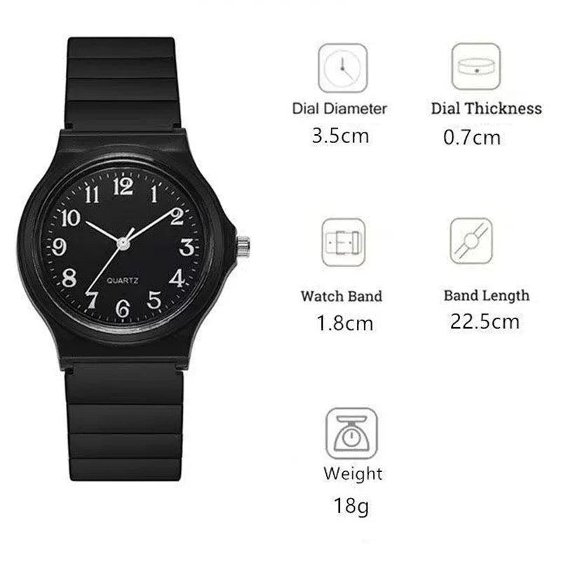 Exam Watch Silicone Strap Simple Women Watch Student Ladies Quartz Wristwatch Waterproof Round Small Dial for Women