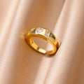 Stainless Steel Heart Zircon Rings for Women Gold Color Wedding Couple Ring Aesthetic Jewelry Accessories Gift anillos mujer