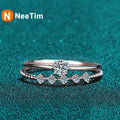NeeTim 3mm Moissanite Ring Set Silver 925 Brilliant Cut 0.1 Carat Diamond Test Past D Color Moissanites Rings Original Jewelry