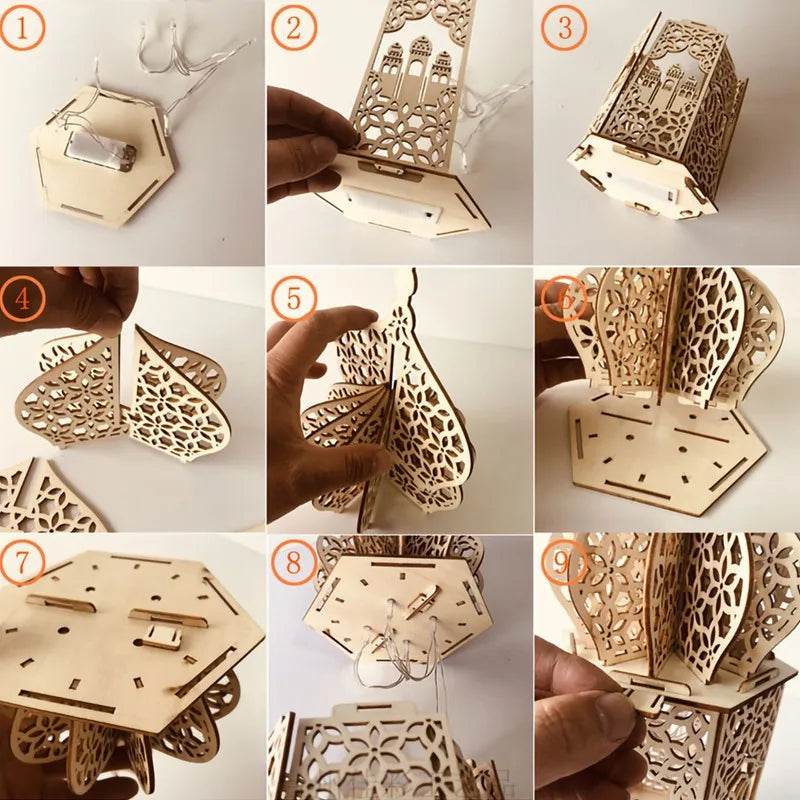 Wooden Palace Ornament Ramadan Decoration For Home Aid Eid Mubarak Ramadan Kareem Islamic Muslim Festival Party Decoration 2025