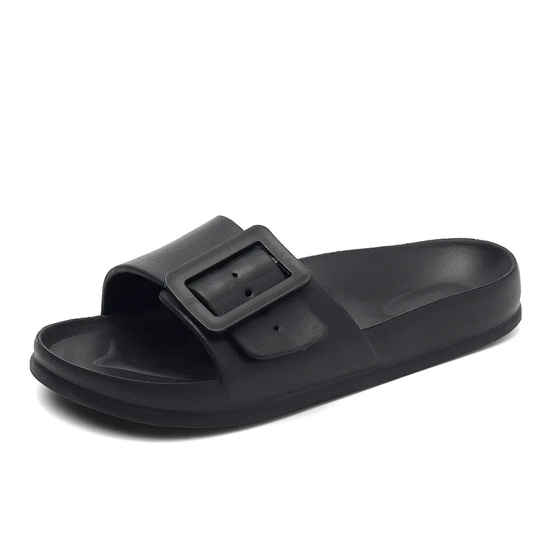Women's EVA Square Buckle Comfort Slides Lightweight Casual Sandals - Image 11