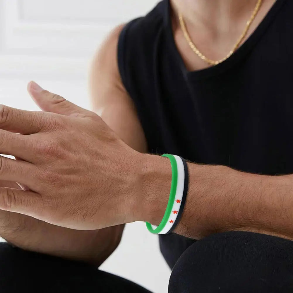 Syria Flag Silicone Bracelets For Men And Women Personalized Bracelets Sports Wrist Band Bangle Lightweight Band for Casual