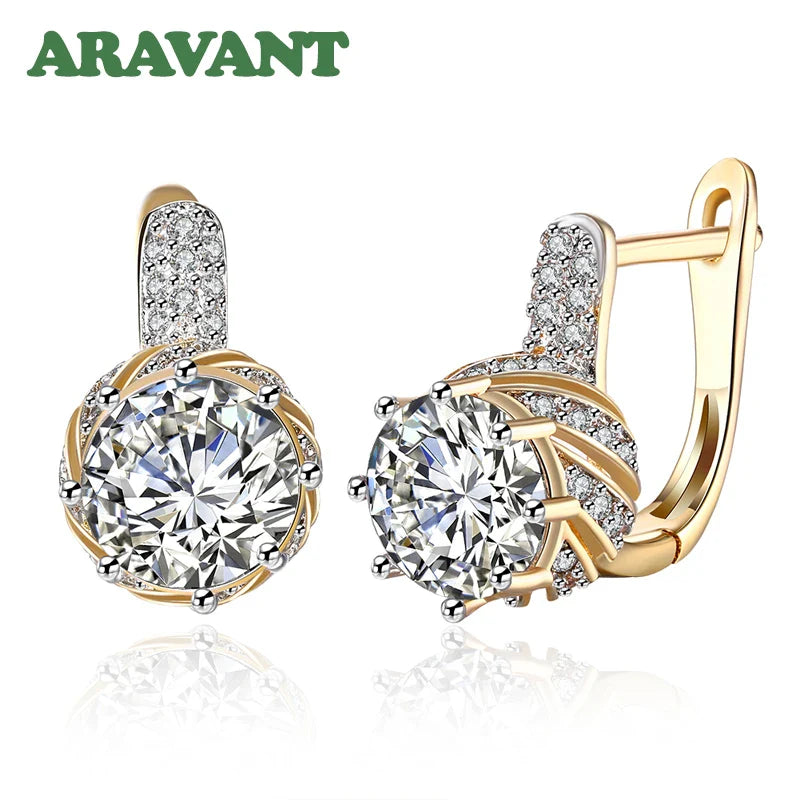 Aravant 925 Silver 18K Gold Drop Earrings For Women Fashion Party Jewelry Gifts